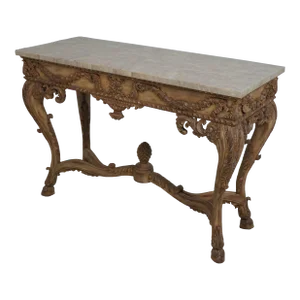 Maitland Smith Highly Carved Marble Top Console Table