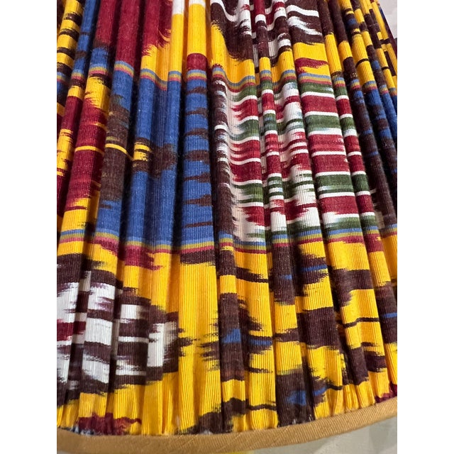 Vintage Lamps With Silk Ikat Lampshades - a Pair For Sale - Image 6 of 8
