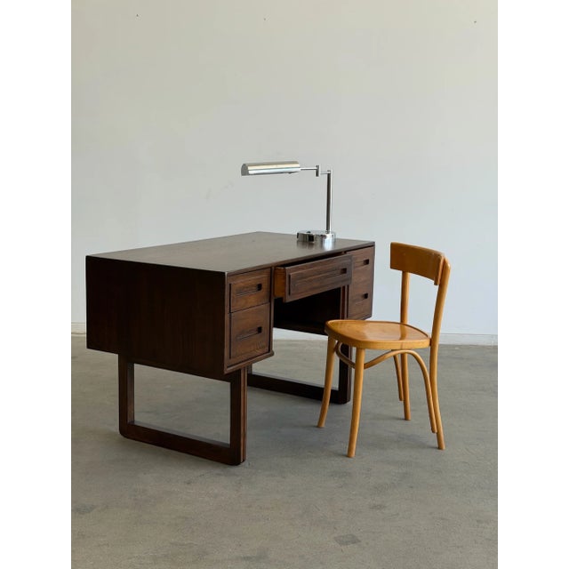 W47.75D25.75 H30 KneeW22 KneeD16.75 KneeH24 Beautiful vintage oak desk professionally refinished to highlight the natural...