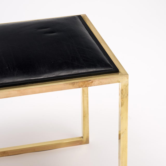 Modernist, French Vintage Stools, Brass and Leather For Sale - Image 9 of 9