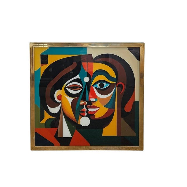 Italian Glass Painting, 1980s, in Flawless conditions. Designed 1980 to 1989