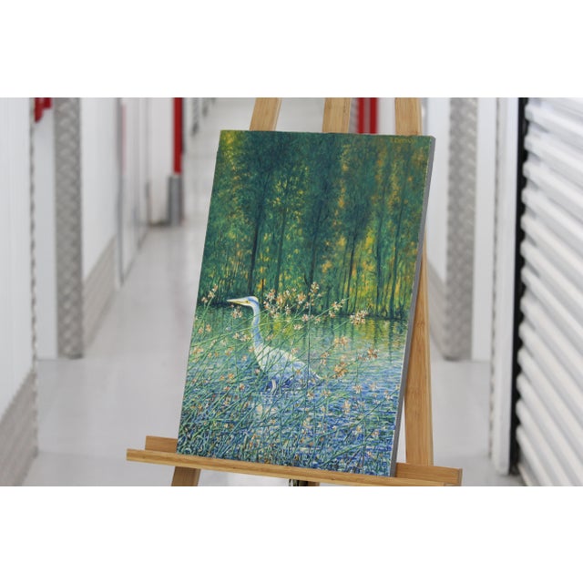 French Artist, Impressionist Crane Bird, Oil on Canvas, 2000s For Sale - Image 7 of 11