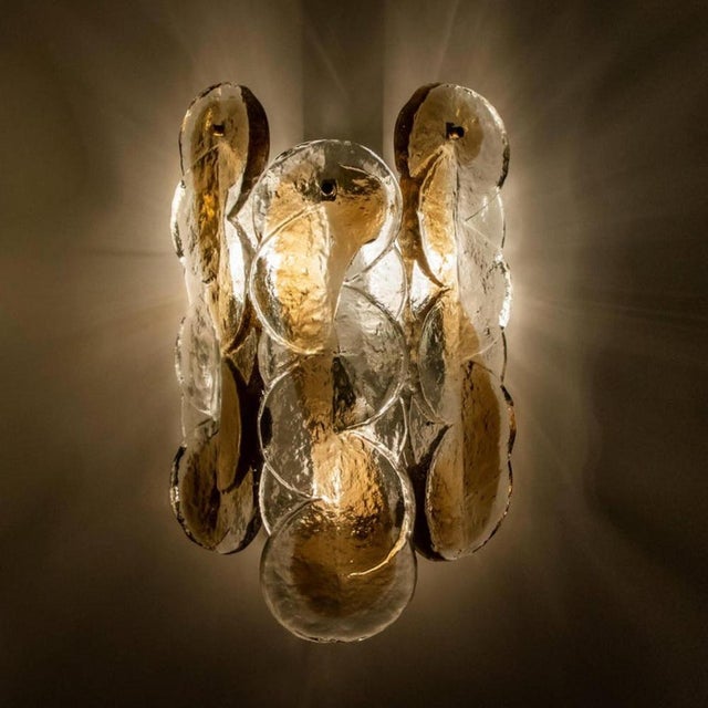 Citrus Swirl Ice Glass Wall Lights attributed to J. T. Kalmar, 1969 For Sale - Image 6 of 18