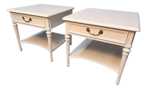 1970's Neoclassical Henredon Painted Nightstands- A Pair