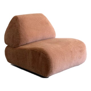 Isosceles Lounge Chair in Pink Mohair For Sale