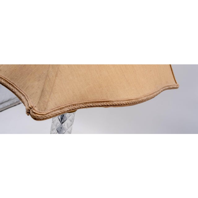 Glass Pair of Neoclassical Column Crystal Glass Table Lamps For Sale - Image 7 of 15