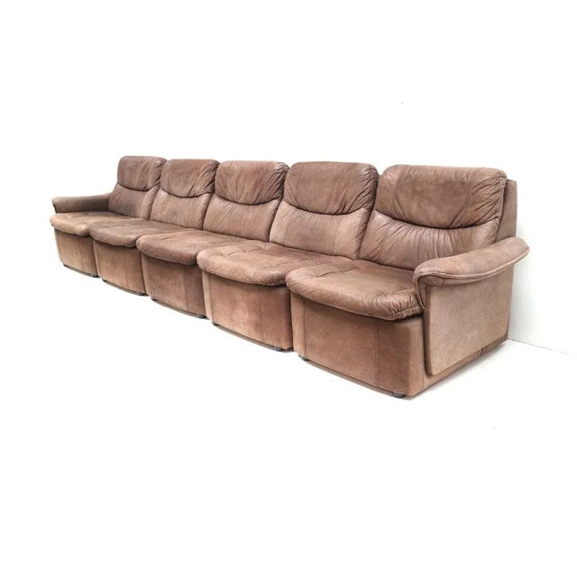 Vintage Modular Sofa in Leather, 1970s, Set of 5 For Sale - Image 4 of 8