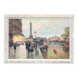 Late 20th Century European School the Market Oil on Canvas Signed Original For Sale