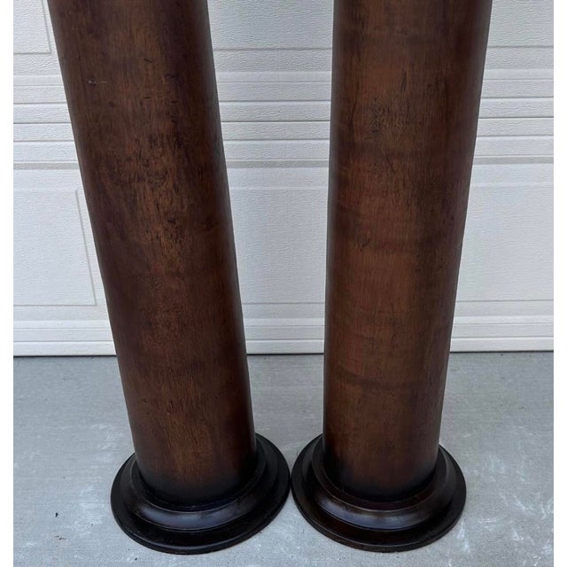 Pair of Custom Vintage Wooden Corinthian Column Pedestals With Capitals For Sale - Image 18 of 18