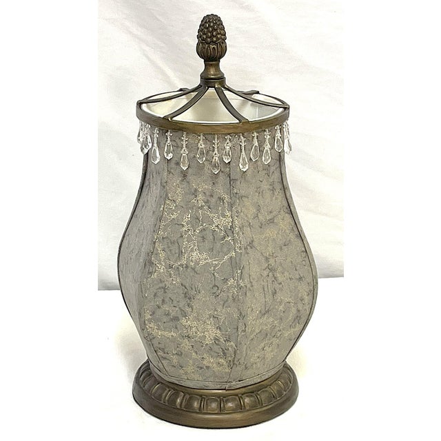 1990's Fabric Fortuny Style Ambiance Accent Lamp For Sale In West Palm - Image 6 of 12