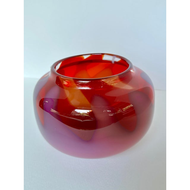 Red 1980s Hand-Blown Ruby Ombre Glass Vase For Sale - Image 8 of 9