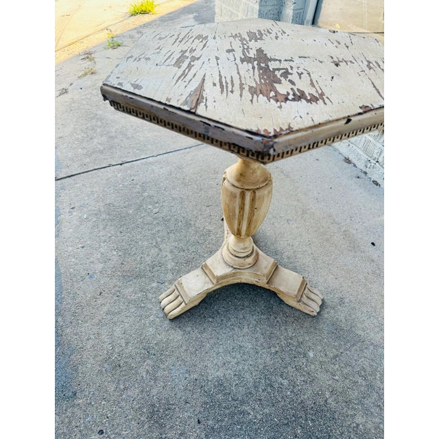 Primitive Rustic Chippy Paint Wooden Side Table For Sale In Charleston - Image 6 of 8