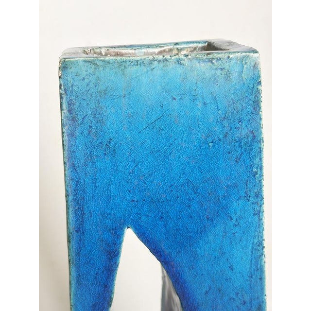 Vintage Blue Ceramic Vase, 1960 For Sale - Image 11 of 13