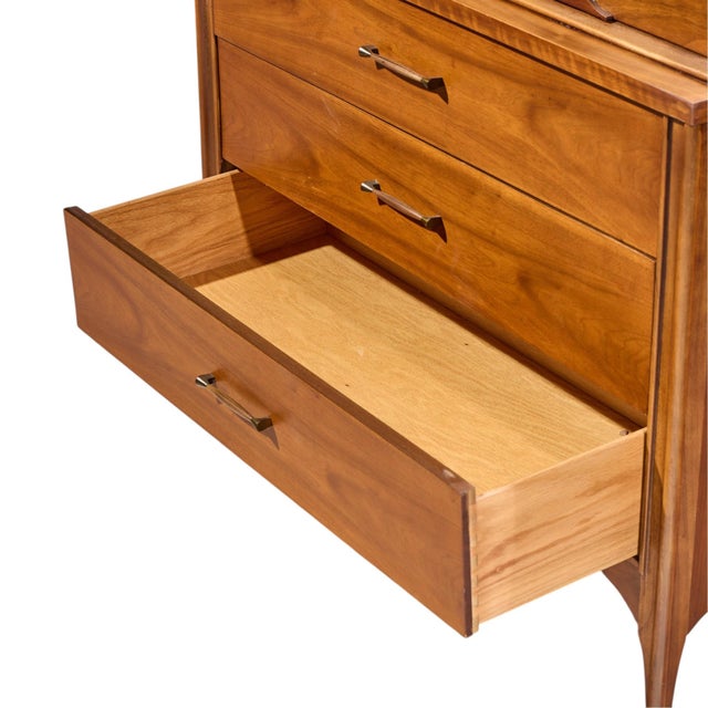 Brown Kent Coffey Perspecta Mid Century Walnut and Rosewood Highboy Dresser For Sale - Image 8 of 9