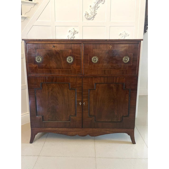 Brown Antique George III Figured Mahogany Double Secretaire Desk, 1800 For Sale - Image 8 of 18