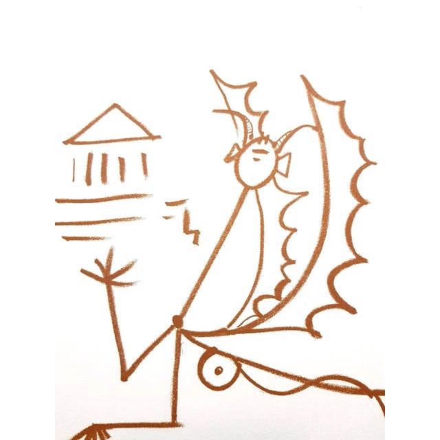 Jean Cocteau Jean Cocteau - Surrealist Creature - Original Lithograph 1958 For Sale - Image 4 of 7