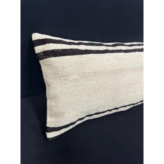 Turkish Hemp Pillow Cushion Natural Beige Black Cushion Cover 14"x45" #18037 Enhance your home decor with our Kilim Pillow...