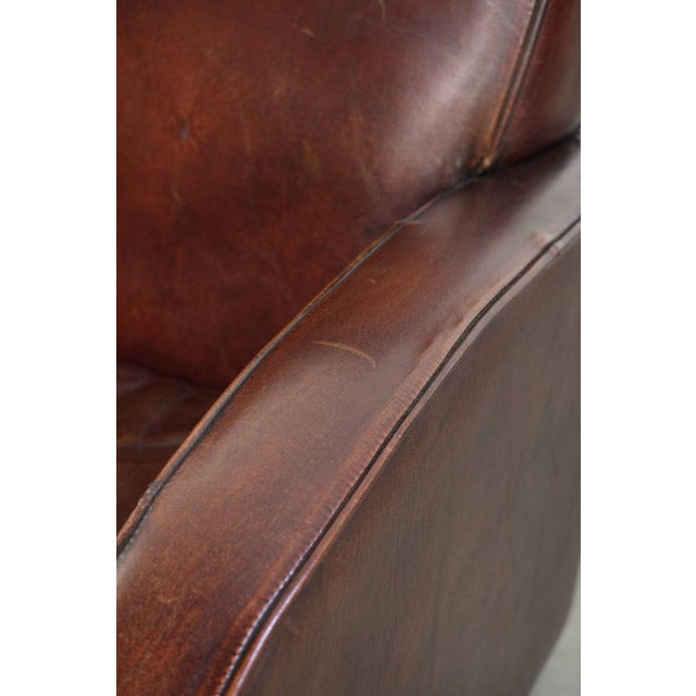 Dark Cognac-Colored Sheepskin Armchairs, Set of 2 For Sale - Image 12 of 16