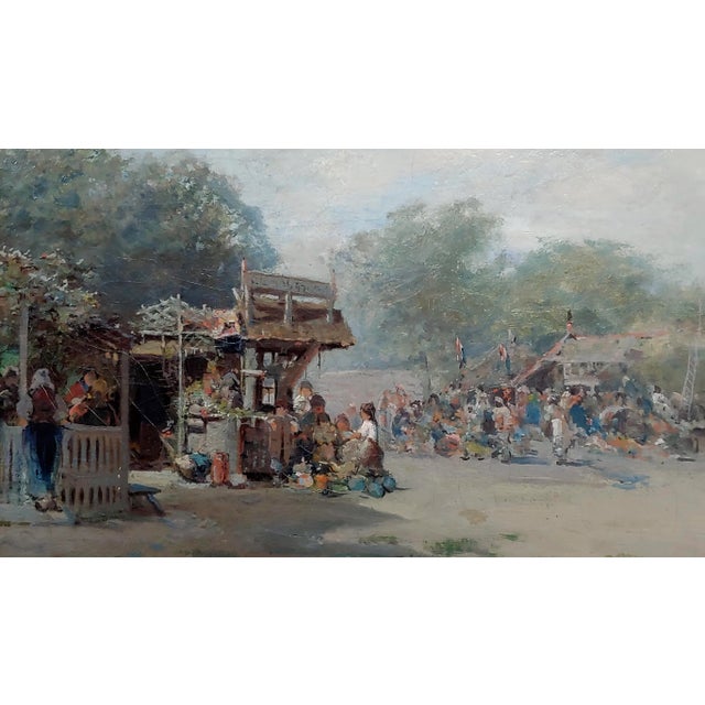 Ransome Gillet Holdredge -Market Scene at the Old Village-19th Century Oil Painting For Sale - Image 4 of 13