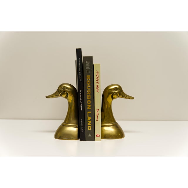 Metal Late 20th Century Brass Duck Head Bookends a Pair For Sale - Image 7 of 7