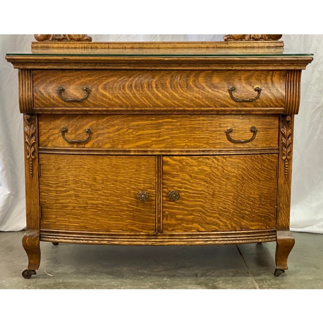 Antique Late 1800s Continental Furniture American Tiger Oak Washstand Chest Mirror Chairish