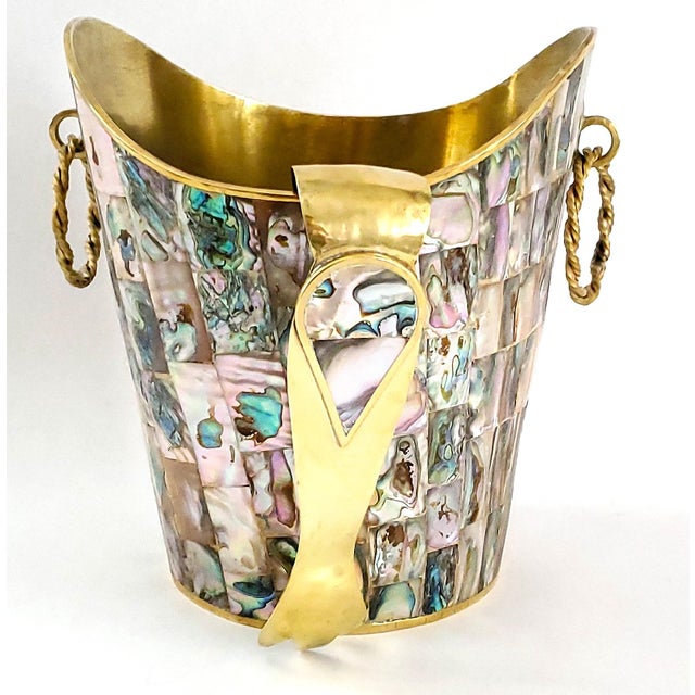 Mid-Century Modern Ice Bucket 1950s Abalone Shell For Sale - Image 3 of 10