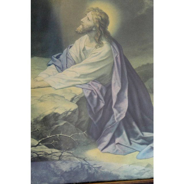 1920s 1920s Antique Religious Portrait Diptych – Christ Child & Christ in Gethsemane For Sale - Image 5 of 14