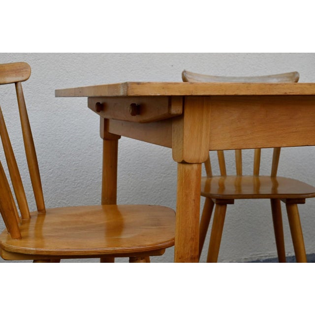 Brown Vintage Bohemian Wood Bistro Tables with Turned Legs, 1960s, Set of 5 For Sale - Image 8 of 18