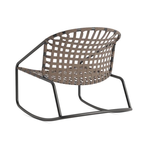 Not Yet Made - Made To Order Brown Jordan Kantan Aluminum Suncloth Motion Lounge Chair, Textured Pewter frame with Mica fabric For Sale - Image 5 of 11