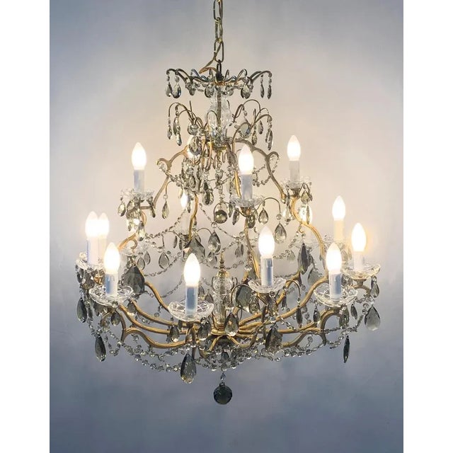 Vintage Ottone Drops Chandelier and Murano Cups, 1980s For Sale - Image 3 of 10