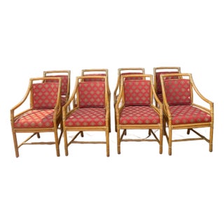 Set of 8 Vintage Maguire Bamboo Dining Chairs For Sale