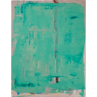Static 431 Framed Abstract Green Mixed-Media Painting For Sale