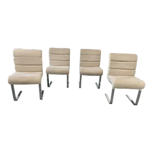 Mariani for Pace Laguna Italian Mid-Century Chrome Cantilever Dining Chairs - Set of 4