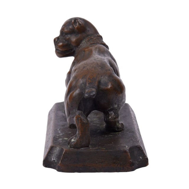 Traditional 1900s Bronze Dog Paperweight Sculpture For Sale - Image 3 of 6