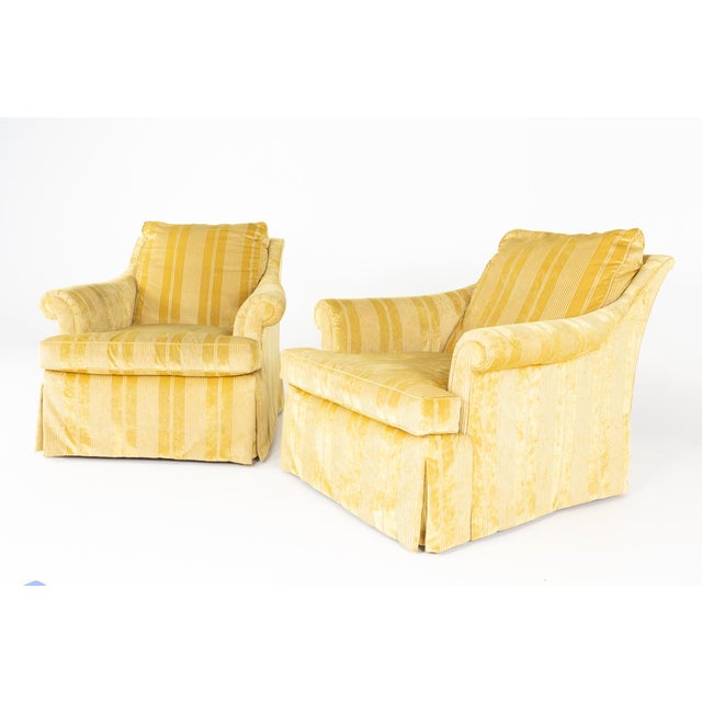 A. Rudin Contemporary Lounge Chairs - Pair These chairs measure: 38.5 wide x 49 deep x 36 inches high, with a seat height...