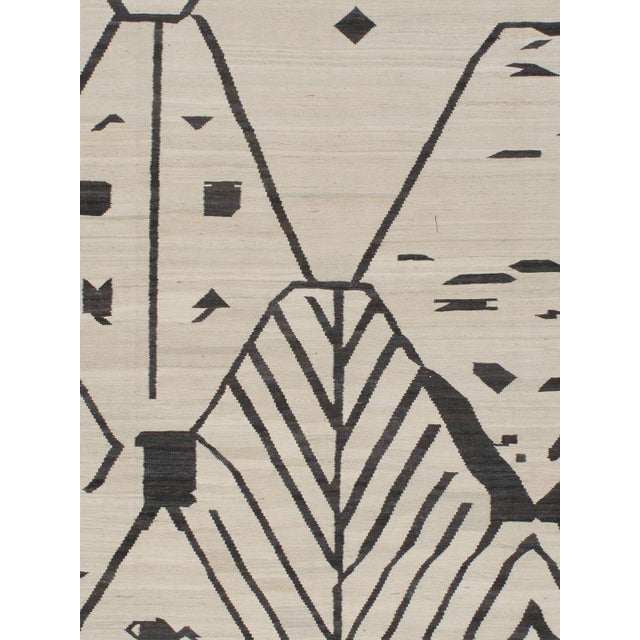 Contemporary Beige Scandinavian Flatweave Hand Woven Wool Rug, 14ft X 15ft For Sale - Image 3 of 8