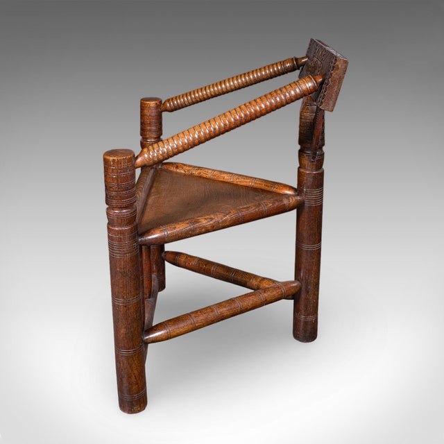 1900 - 1909 Antique Old Saxon Armchair, English, Oak, Turner's Chair, Elbow Seat, Victorian For Sale - Image 5 of 10