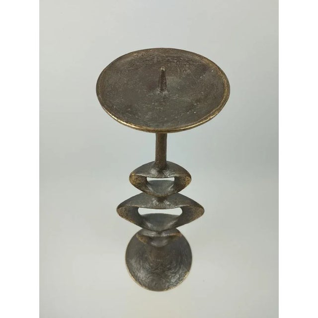 Metal Large Space Age Candlestick in Bronze, 1960s For Sale - Image 7 of 10