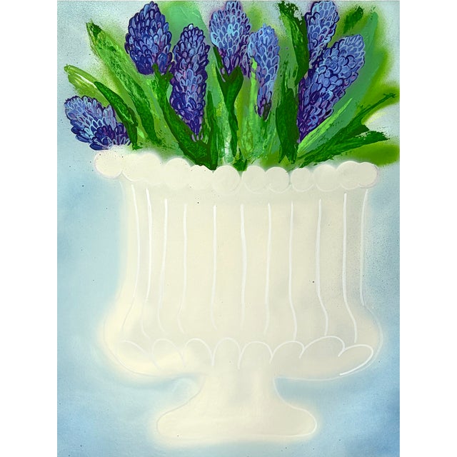 Blue Hyacinth Flowers No. 1 Contemporay Painitng Susan Havens For Sale