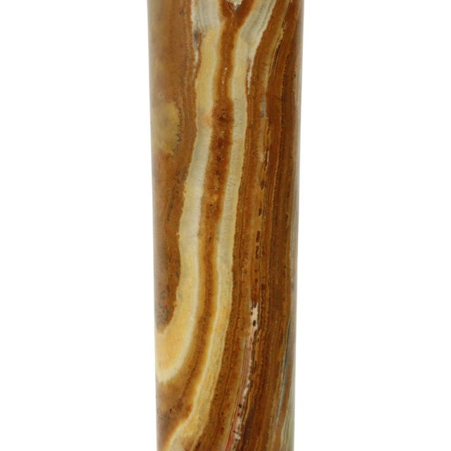 Onyx and Brass Column Table Lamp, 1950s For Sale - Image 10 of 17