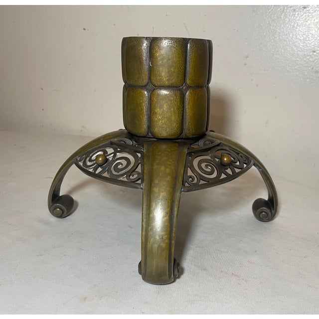 Bronze Antique 1800's Hammered Footed Bronze Arts & Crafts Christmas Tree Stand Pricket For Sale - Image 8 of 12