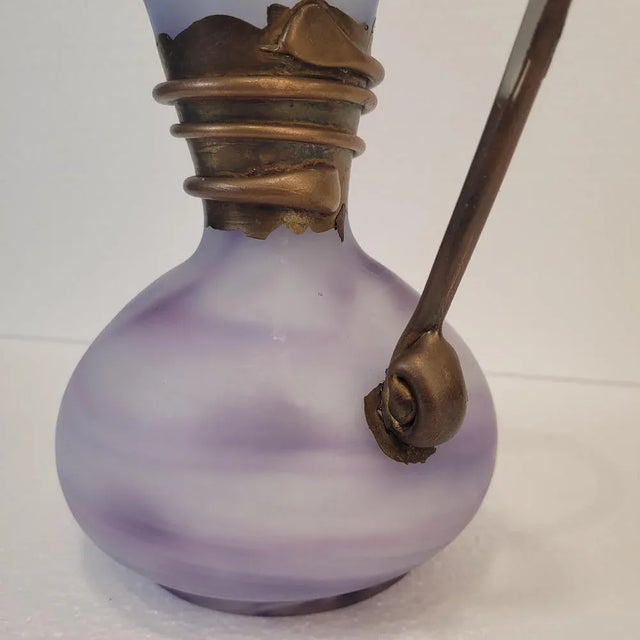 Violet Glass Jug with Gilt Decorations, France, 1980s For Sale - Image 13 of 17