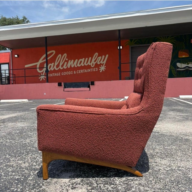 Restored Mid Century Tufted Lounge Chair & Otto For Sale In Tampa - Image 6 of 8