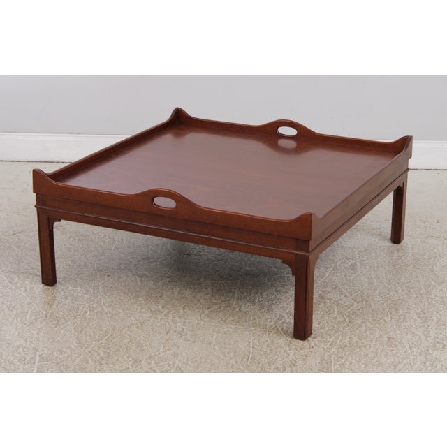 1970s Smith & Watson Attributed Chippendale English Mahogany Coffee Table For Sale - Image 5 of 11