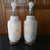 Fabulous pair of vintage Chinoiserie Blanc de chine large sized table lamps. Set on wood bases, they measure 19" to the...