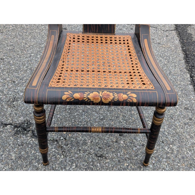 Black 19th C. Baltimore Ebonised & Painted Bergere Side Chair, 1880s For Sale - Image 8 of 14