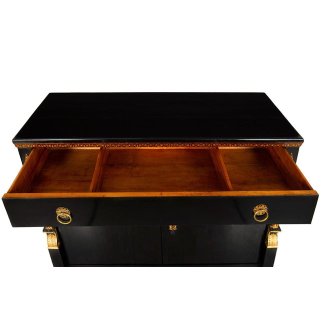 Fine Austrian Empire Black Lacquered Cabinet Sideboard Circa 1820 For Sale - Image 6 of 18