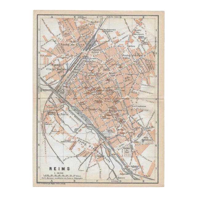 Antique Map of Reims France For Sale