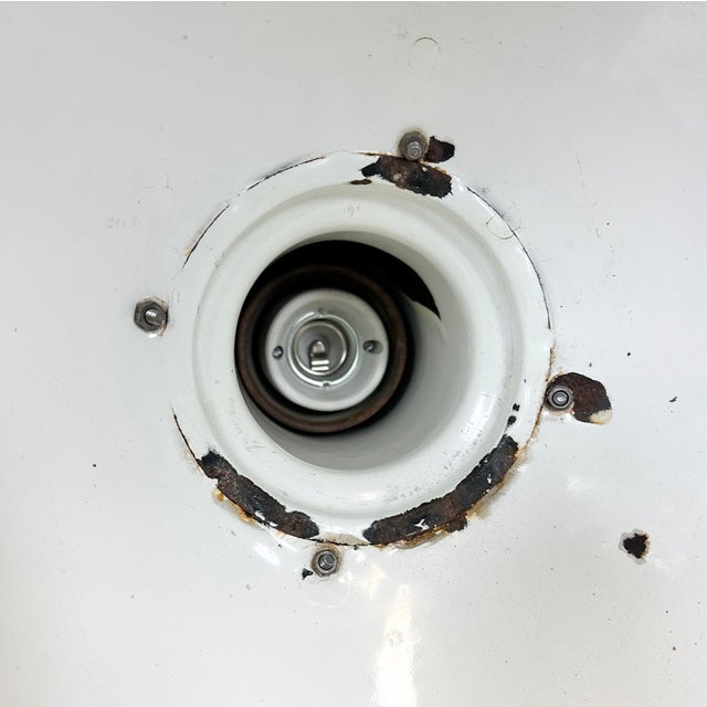 Industrial Black Enamel Factory Hanging Lamp, 1950s For Sale - Image 17 of 18