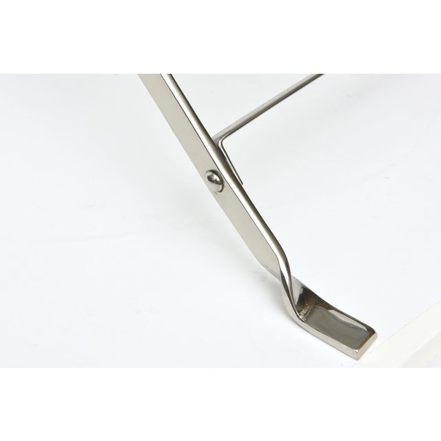 Vintage Art Deco Nickel Silver Griffin and Gargoyle Bench With Off White Cushion ,Style of Oscar Bach For Sale - Image 10 of 10